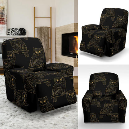 Gold Owl Pattern Recliner Slipcover-JORJUNE.COM