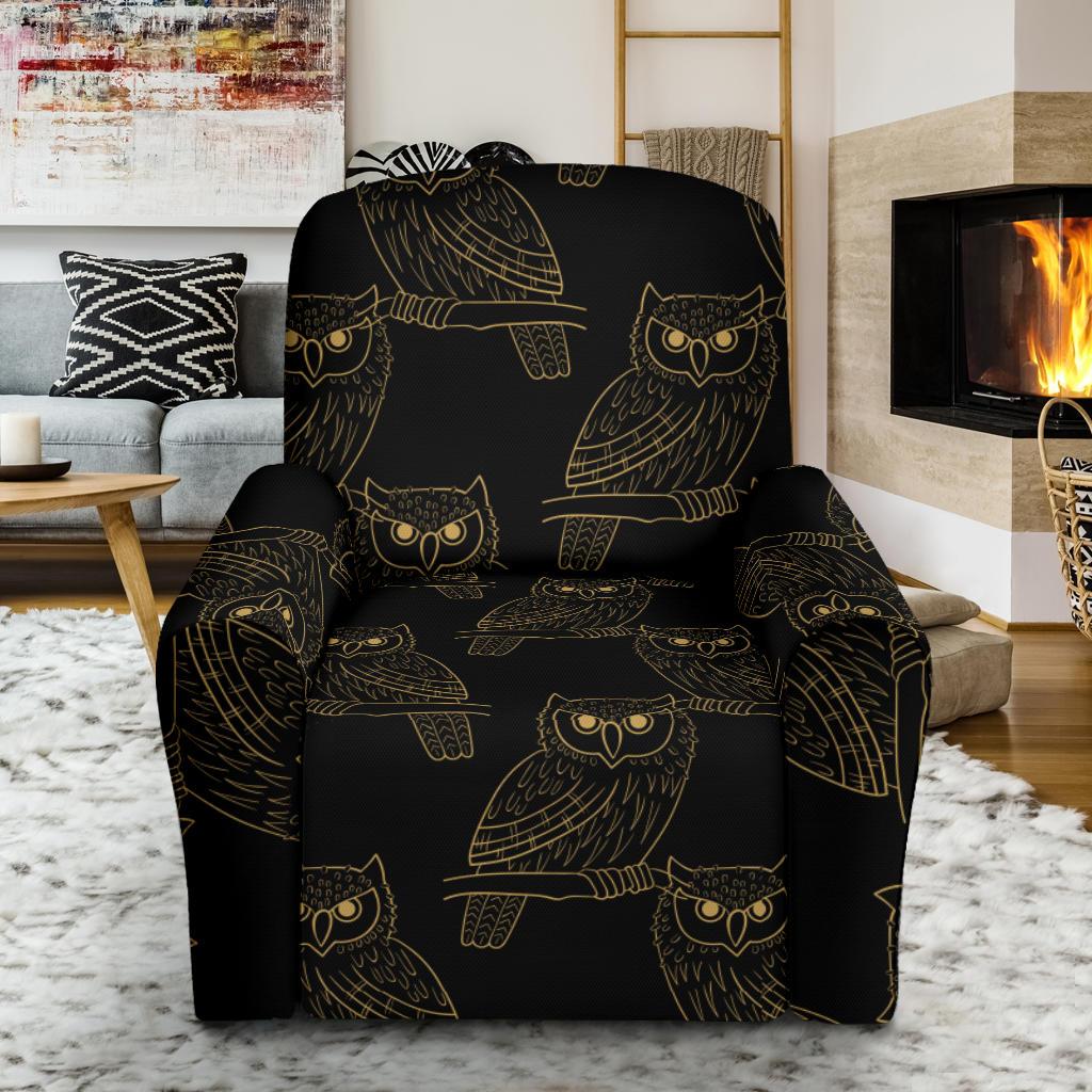 Gold Owl Pattern Recliner Slipcover-JORJUNE.COM
