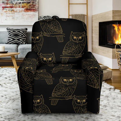 Gold Owl Pattern Recliner Slipcover-JORJUNE.COM