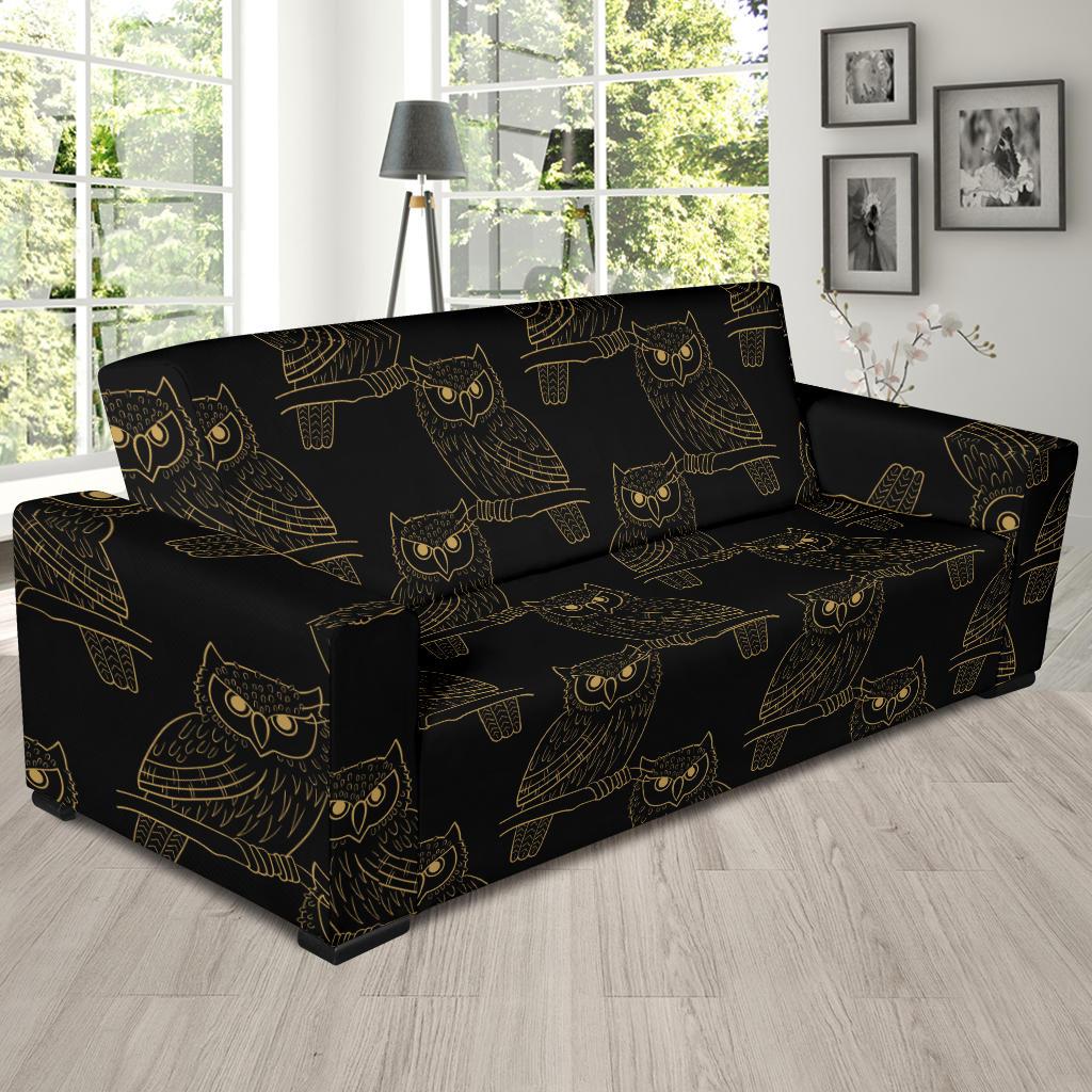 Gold Owl Pattern Sofa Slipcover-JORJUNE.COM