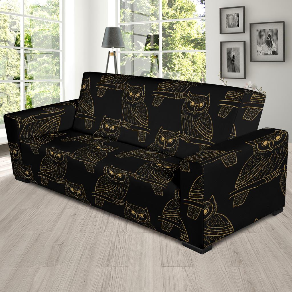 Gold Owl Pattern Sofa Slipcover-JORJUNE.COM