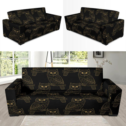 Gold Owl Pattern Sofa Slipcover-JORJUNE.COM