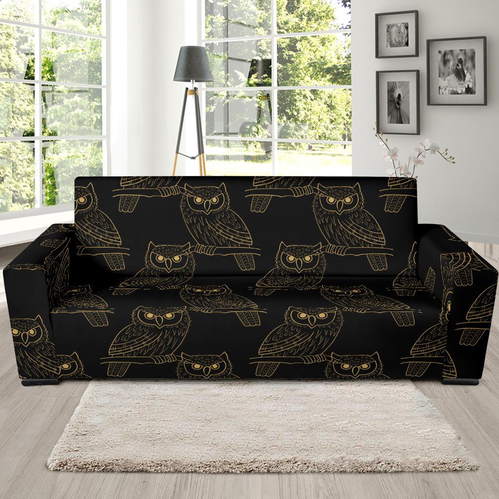 Gold Owl Pattern Sofa Slipcover-JORJUNE.COM