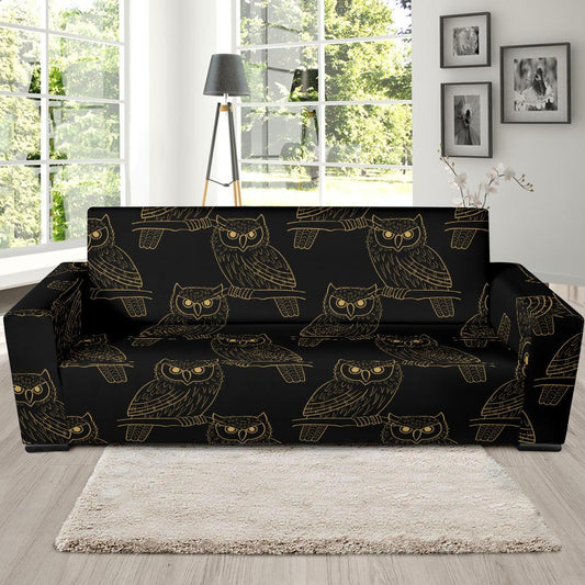 Gold Owl Pattern Sofa Slipcover-JORJUNE.COM