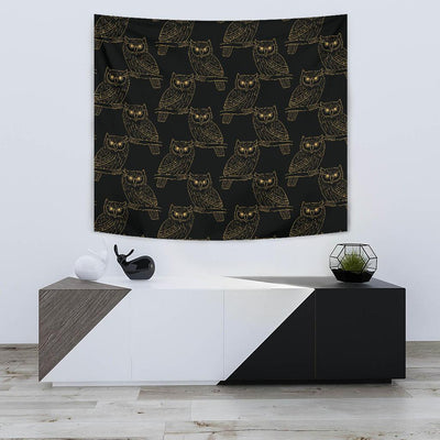 Gold Owl Pattern Tapestry