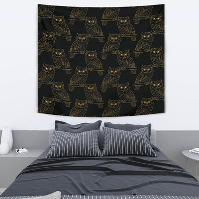 Gold Owl Pattern Tapestry