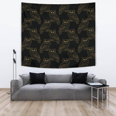 Gold Owl Pattern Tapestry