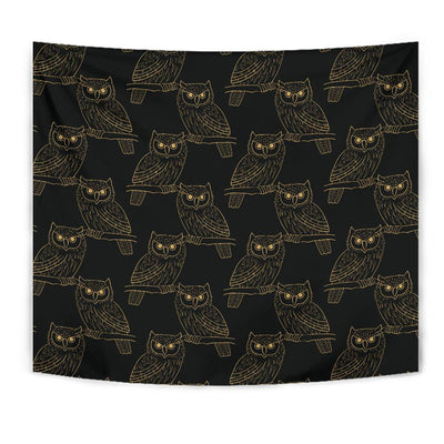 Gold Owl Pattern Tapestry