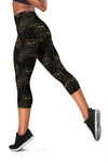 Gold Owl Pattern Women Capris