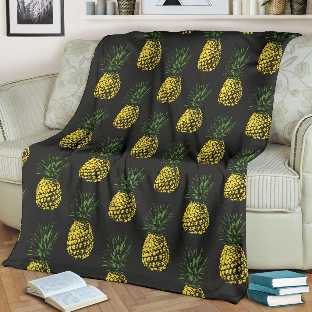 Gold Pineapple Fleece Blanket
