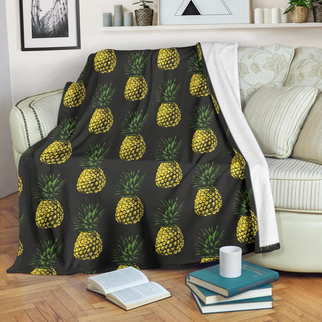 Gold Pineapple Fleece Blanket