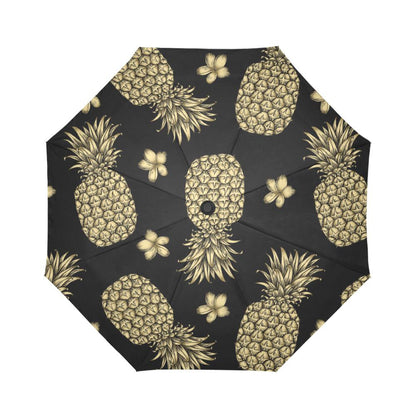 Gold Pineapple Hibiscus Automatic Foldable Umbrella