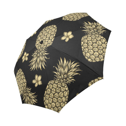 Gold Pineapple Hibiscus Automatic Foldable Umbrella