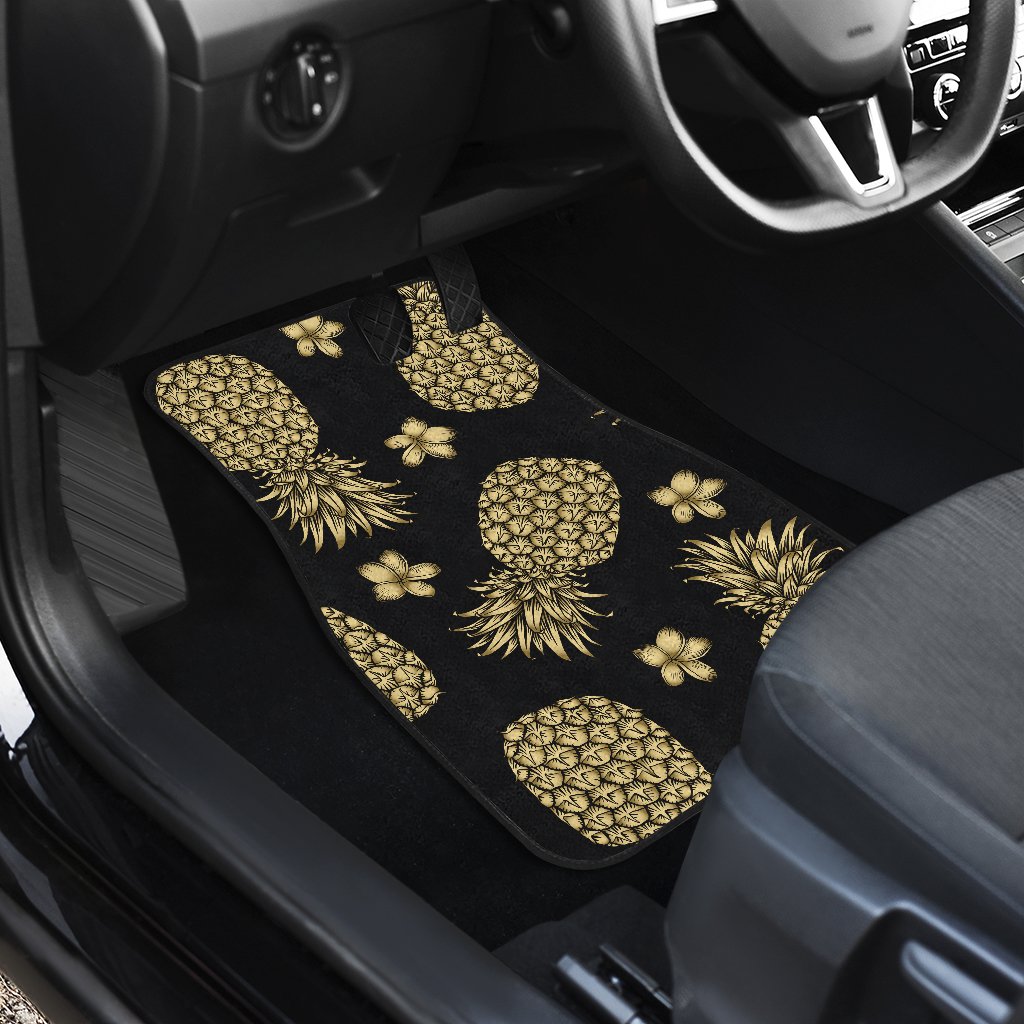 Gold Pineapple Hibiscus Car Floor Mats