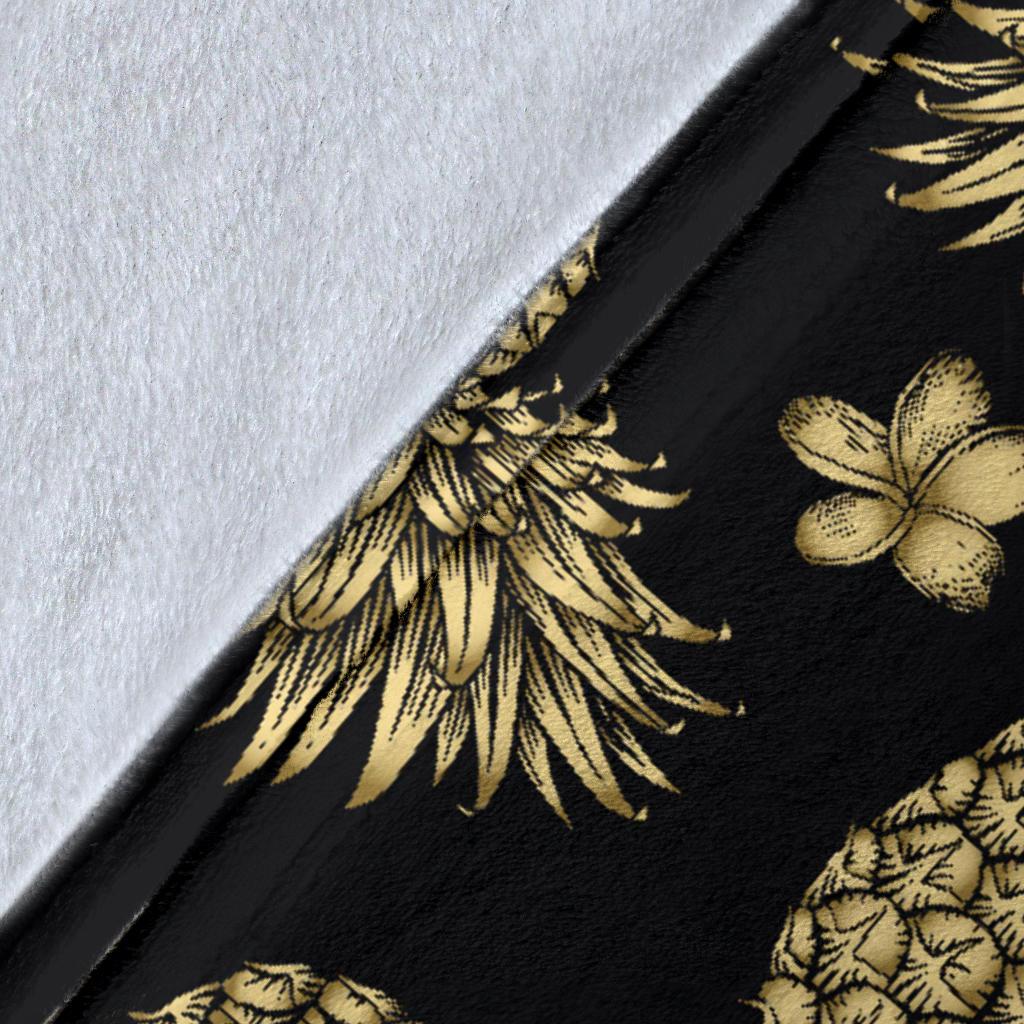 Gold Pineapple Hibiscus Fleece Blanket