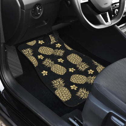 Gold Pineapple Hibiscus Front and Back Car Floor Mats