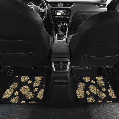 Gold Pineapple Hibiscus Front and Back Car Floor Mats