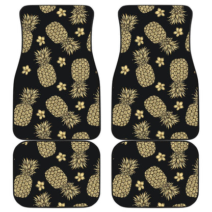 Gold Pineapple Hibiscus Front and Back Car Floor Mats