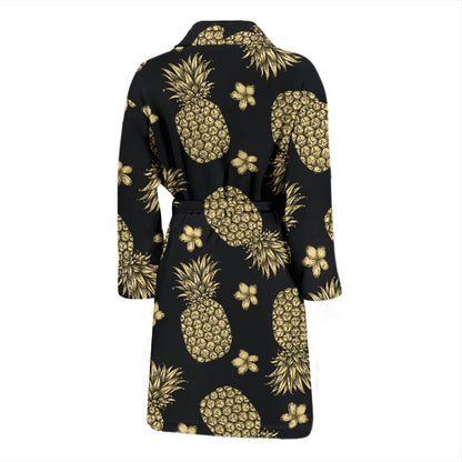 Gold Pineapple Hibiscus Men Bath Robe