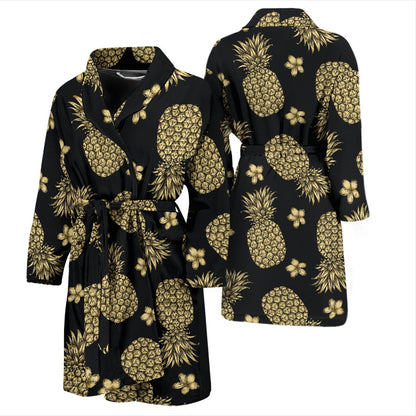 Gold Pineapple Hibiscus Men Bath Robe