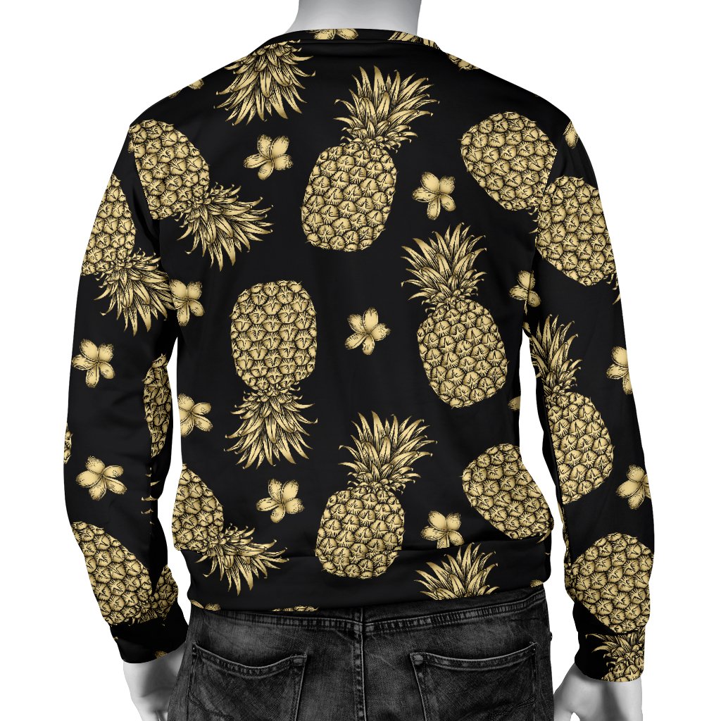 Gold Pineapple Hibiscus Men Crewneck Sweatshirt