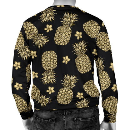 Gold Pineapple Hibiscus Men Crewneck Sweatshirt