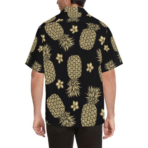 Gold Pineapple Hibiscus Men Hawaiian Shirt