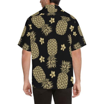 Gold Pineapple Hibiscus Men Hawaiian Shirt