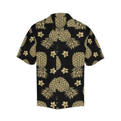 Gold Pineapple Hibiscus Men Hawaiian Shirt