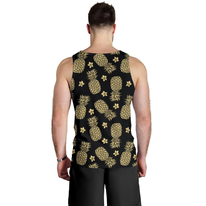 Gold Pineapple Hibiscus Men Tank Top