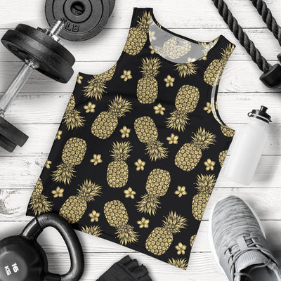 Gold Pineapple Hibiscus Men Tank Top