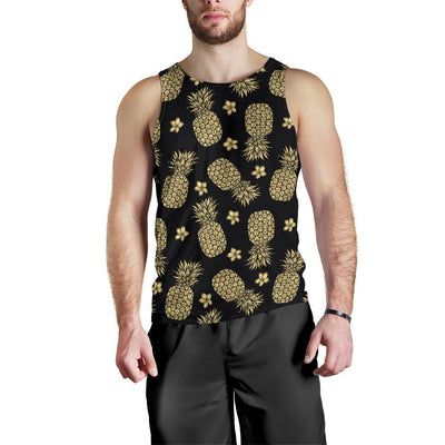 Gold Pineapple Hibiscus Men Tank Top