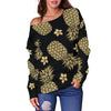 Gold Pineapple Hibiscus Off Shoulder Sweatshirt