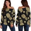 Gold Pineapple Hibiscus Off Shoulder Sweatshirt