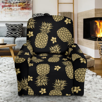 Gold Pineapple Hibiscus Recliner Slipcover-JORJUNE.COM