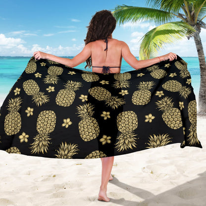 Gold Pineapple Hibiscus Sarong Pareo Wrap