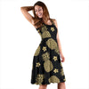 Gold Pineapple Hibiscus Sleeveless Mini Dress