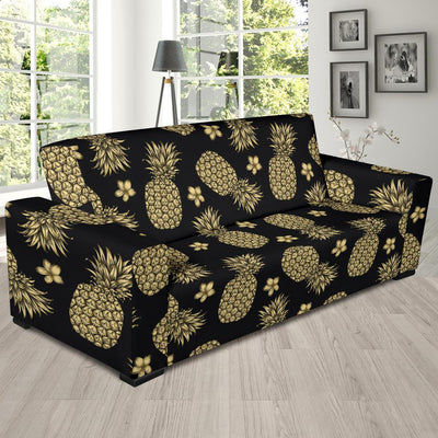 Gold Pineapple Hibiscus Sofa Slipcover-JORJUNE.COM