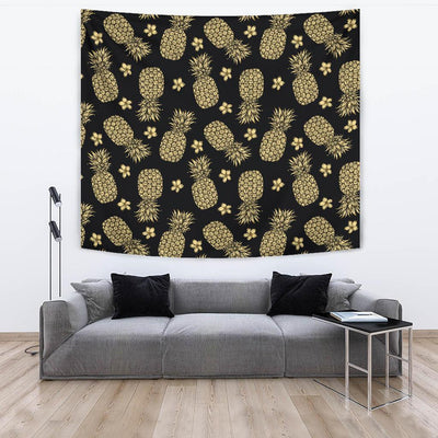 Gold Pineapple Hibiscus Tapestry
