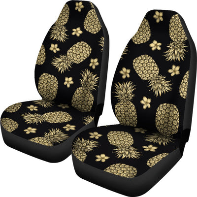 Gold Pineapple Hibiscus Universal Fit Car Seat Covers