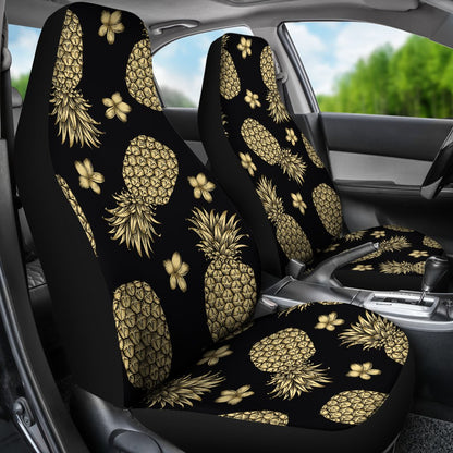 Gold Pineapple Hibiscus Universal Fit Car Seat Covers