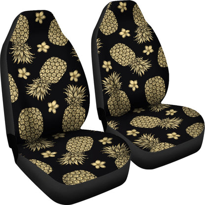 Gold Pineapple Hibiscus Universal Fit Car Seat Covers