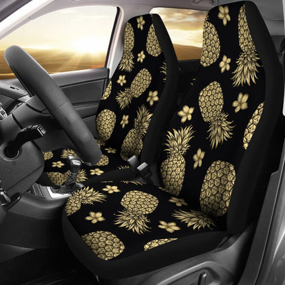 Gold Pineapple Hibiscus Universal Fit Car Seat Covers