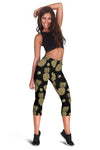 Gold Pineapple Hibiscus Women Capris