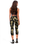 Gold Pineapple Hibiscus Women Capris