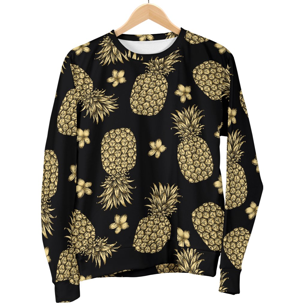Gold Pineapple Hibiscus Women Crewneck Sweatshirt