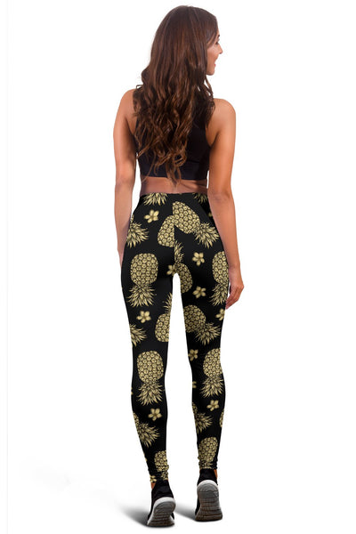 Gold Pineapple Hibiscus Women Leggings