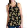 Gold Pineapple Hibiscus Women Racerback Tank Top