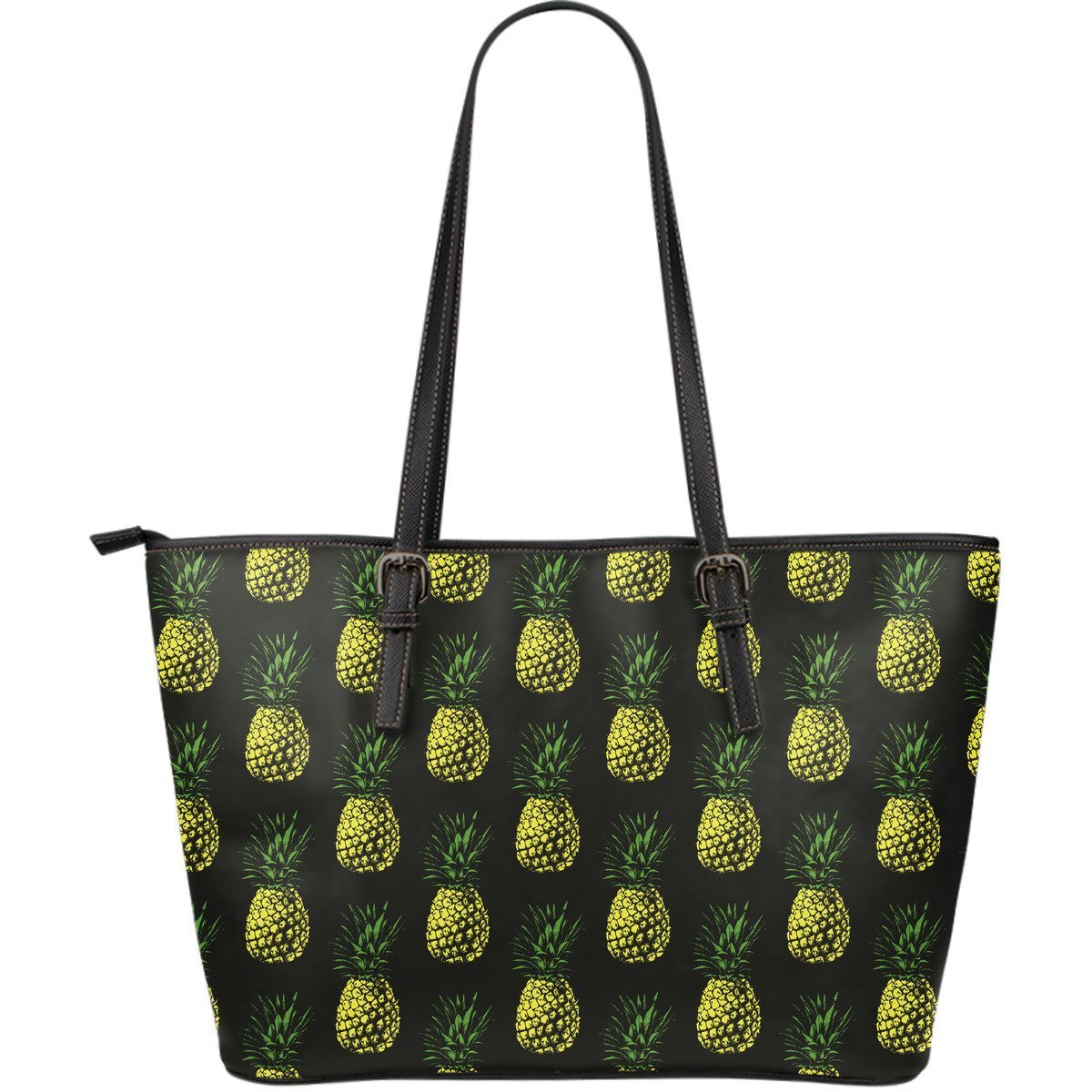 Gold Pineapple Large Leather Tote Bag