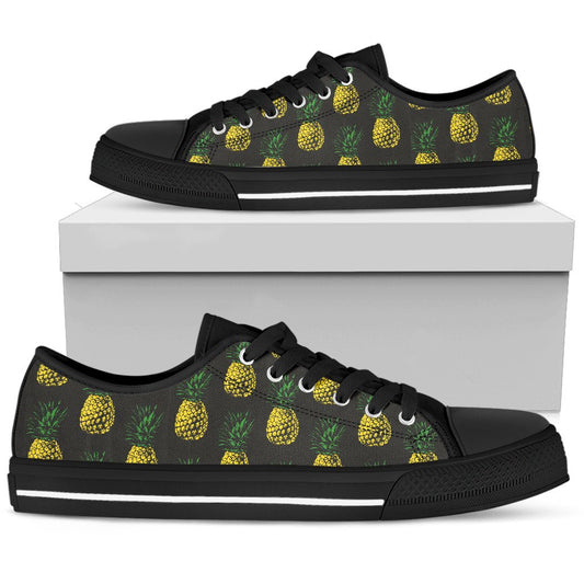 Gold Pineapple Men Low Top Canvas Shoes